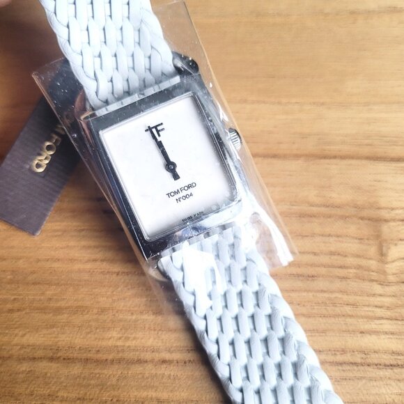 Tom Ford No.004 Watch White Face White Braided Leather Strap Stainless Steel - Picture 6 of 7